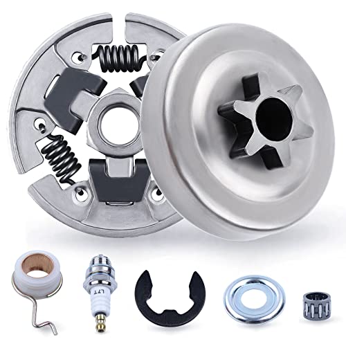 Chainsaw 7pcs Kit Sprocket Clutch Drum 3/8' for Stihl 017 018 021 023 MS170 MS180 MS210 MS230 MS250 Replacement Parts with Needle Bearing Washer E-Clip Worm Gear for 1123 640 2003, 1123 640 2073