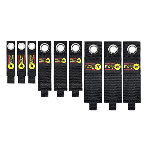 Heavy-Duty Wrap-It Storage Straps - Assorted 9-Pack - Hook and Loop Garage Storage Strap, Extension Cord Holder, Hose, Cable Straps, Rope Organizer, Electrical, Boat, Wall Nylon Hanger, Tool Organizer