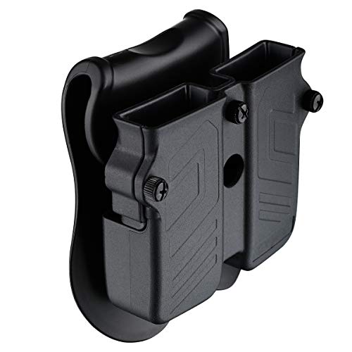 Double Magazine Holder, 9mm 10mm .40 .45 Single & Double Stack Magazine Pouch, Universal Magazine Holster for Glock/Sig sauer/S&W/Beretta/Taurus/H&K/Springfield/CZ/Ruger/1911 Mags