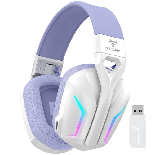 WESEARY Wireless Gaming Headsets for PS5, PS4, PC, Switch, Mac, 2.4GHz Bluetooth Gaming Headphones with 7.1 Surround Sound, Wireless Headset with Microphone, 50mm Drivers