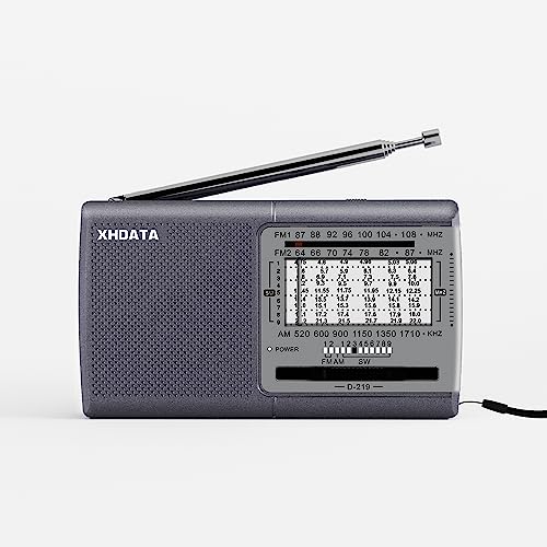 XHDATA D219 Portable AM FM Shortwave Radio Battery Operated Small Great Reception Radio with Good Sound,Earphone Jack for Gift Elder,Home,Child [Gray]