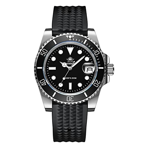 ADDIESDIVE Quartz Watches for Men Diver 200M Steel Watch with Waterproof Waffle Rubber Strap