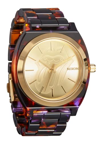 NIXON x Rolling Stones Time Teller Acetate A1359 - All Black - 100m Water Resistant Women's Analog Fashion Watch (37mm Watch Face, 20mm Acetate Band)
