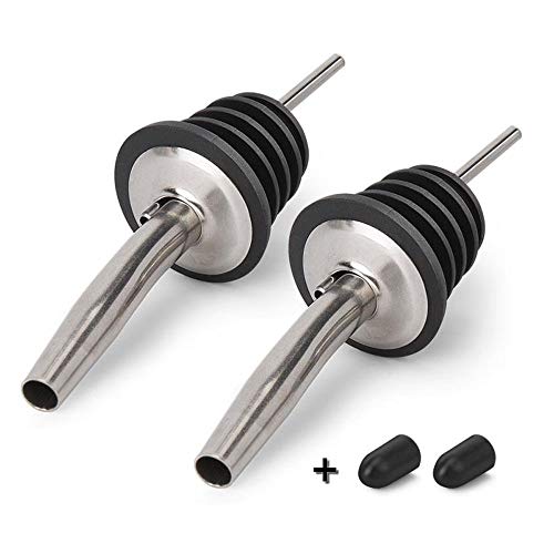 2PCS Stainless Steel Pourers, BALTRE Speed Wine Bottle Pourer, Olive Oil and Vinegar Tapered Stopper Spout, Suitable for About 3/4' Bottle Mouth, with Sealed Dust Caps