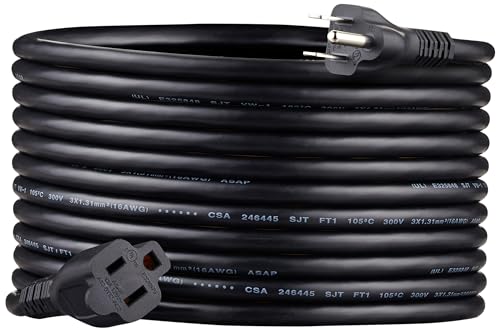 Amazon Basics Extension Cord, 13 Amps, 125V, 20 Foot, Black