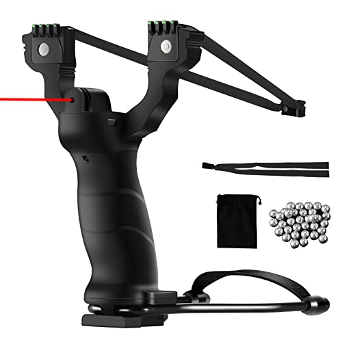 Prootor Laser Slingshot Professional Hunting Slingshot Adult Wrist Rocket Slingshot Collapsible Wrist Support Contains 250 Ammo Steel Balls Rubber Bands …