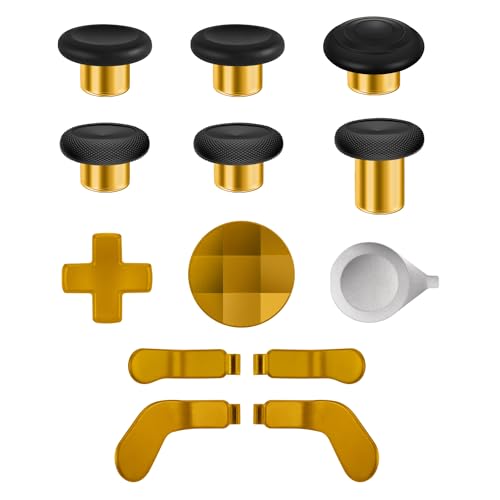 Accessories for Xbox Elite Controller Series 2 - 13 in 1 Replacement Paddles Gold Color Thumbsticks Analog Sticks Joystick Parts Repair Kit Component Set with 2 D-Pads, 1 Tool