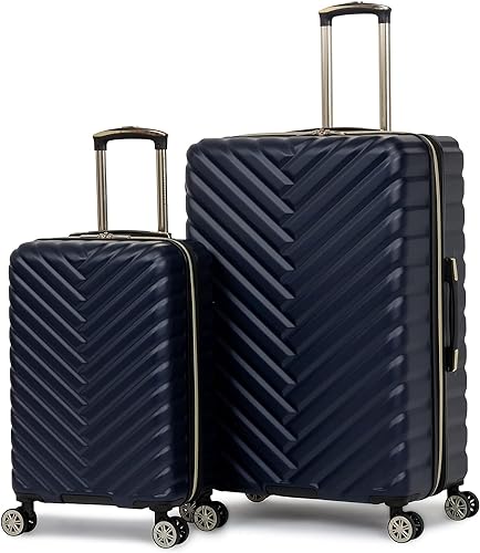 Kenneth Cole REACTION Madison Square Lightweight Hardside Chevron Expandable Spinner Luggage, Navy, 2-Piece Set (20' & 28')