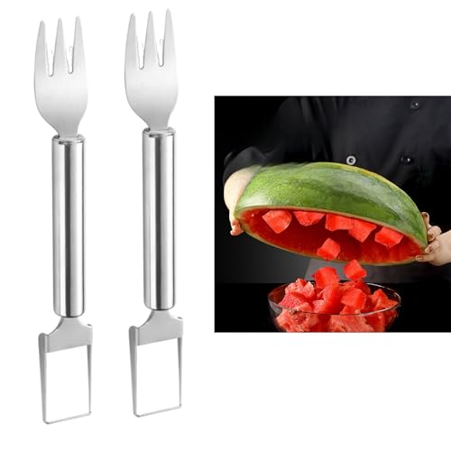 2PCS 2-IN-1 watermelon Premium 2023 cutter-watermelon slicer- watermelon knife, Revolutionize Your Kitchen with the Ultimate watermelon cutter slicer tool, Deluxe 2in1 Watermelon Cutter- fruit fork