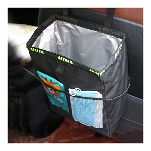 Hanging Car Trash Can with Storage Pockets, Waterproof Leakproof Oxford Auto Garbage Bag, Vehicle Multi-Use Organizer for Outdoor Traveling, Foldable Trash Bin Universal for Truck, SUV, Home