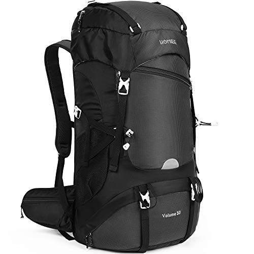 HOMIEE 50L Hiking Backpack Travel Bag Waterproof Camping Climbing Daypack Outdoor Sports Rucksack Backpacks with Rain Cover