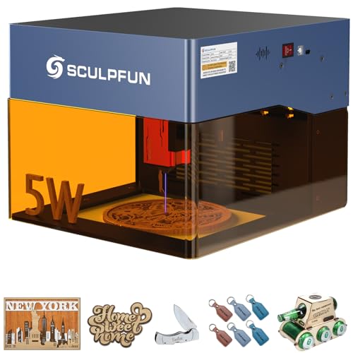 SCULPFUN iCube Pro Mini Laser Engraver and Cutter, 0.06mm Ultra-fine 5W Laser Engraving Machine, Portable Laser Engraver Machine with Enclosed, App Control, Filtering System Design