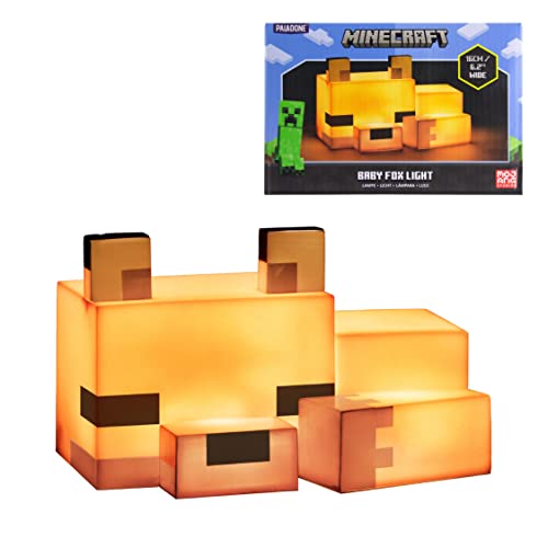 Minecraft Cute Fox Night Light, Soft Orange Glow, Officially Licensed Minecraft Decor and Desk Lamp for Gaming Room or Kids Bedroom