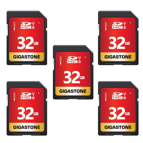 GIGASTONE 32GB 5-Pack SD Card UHS-I U1 Class 10 SDHC Memory Card High-Speed Full HD Video Canon Nikon Sony Pentax Kodak Olympus Panasonic Digital Camera, with 5 Mini Cases