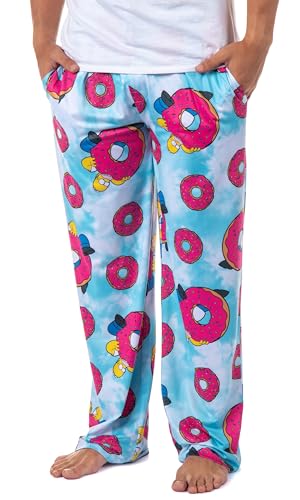 The Simpsons Homer Simpson Tie Dye Sprinkles Donuts Adult Lounge Pajama Pants for Men (Small) Blue