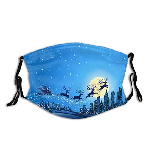 Merry Christmas-Face Mask with Filters, Christmas Masks Washable Reusable Balaclava for Adults Men & Women