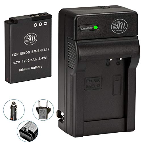 BM Premium EN-EL12 Battery and Charger for Nikon Coolpix A1000 B600 W300 A900 AW100 AW110 AW120 AW130 S6300 S8100 S8200 S9050 S9200 S9300 S9400 S9500 S9700 S9900 P310 P330 P340 KeyMission 170, 360