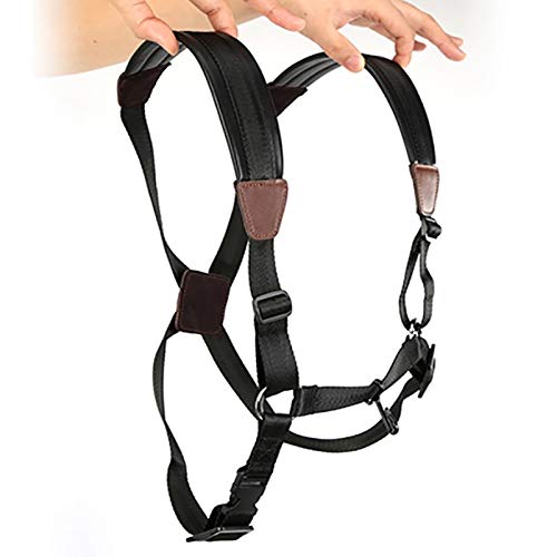 RAUYIVANY Soft Leather Saxophone Strap, Thickened Shoulder Pads, Adjustable Straps For Saxophone Alto and Soprano Clarinet, Oboe, Sax Strap Accessories (Black)