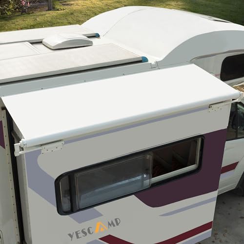 YESCAMP RV Slide Out Awning Fabric Replacement(93' x 51',White-Fabric only) Universal Slide Topper Replacement for 5th Wheel RVs, Travel Trailers and Motorhomes