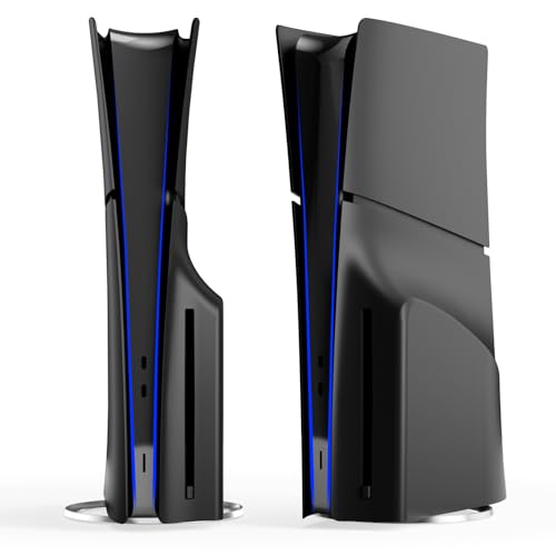 5 in 1 Black Plates for PS5 Slim Disc and Digital Edition, Playstation 5 Slim Cover Accessories Faceplate, Custom Side Face Panel Shell Replacement for Both PS5 Slim Disc and Digital - Matte Black