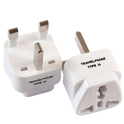 2 Pack UK Travel Adapter for Type G Plug - Works with Electrical Outlets in United Kingdom, Hong Kong, Ireland, Great Britain, Scotland, England, London, Dublin & More