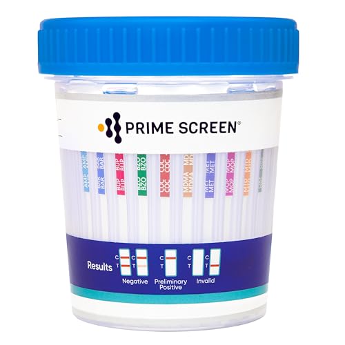 Prime Screen Multi-Drug Urine Test Cup - 12 Panel drug test - Instant Testing Marijuana (THC),OPI,AMP, BAR, BUP, BZO,COC, mAMP, MDMA, MTD, OXY, PCP - [5 Pack]
