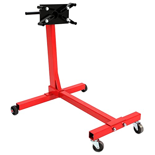 KUAFU Engine Stand 1,000 lbs Capacity 360 Degree Rotating Head Adjustable Motor Stand w/Caster Wheels Heavy Duty Powder Coated Steel Red