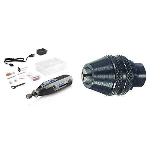 Dremel Lite 7760 N/10 4V Li-Ion Cordless Rotary Tool Variable Speed Multi-Purpose Rotary Tool Kit & 4486 Keyless Chuck, ideal for 1/32” (0.8mm) to 1/8” (3.2mm) Shank Rotary Tool Accessories
