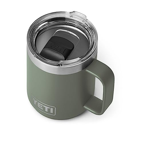 YETI Rambler 10 oz Stackable Mug, Vacuum Insulated, Stainless Steel with MagSlider Lid, Camp Green