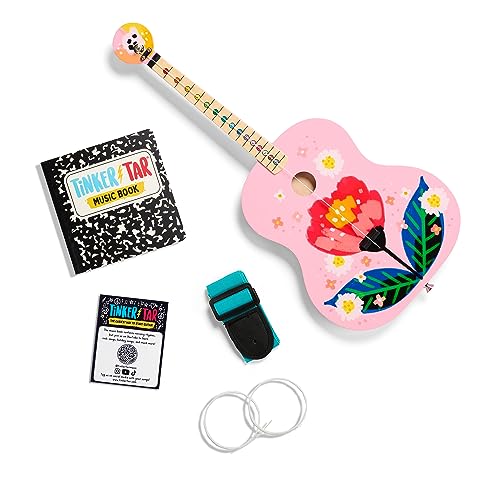 TinkerTar - Pink Floral Acoustic Guitar - The Easiest Way to Start and Learn Guitar - 1 Stringed Toy Instrument for Kids Perfect Intro to Music for Young Kids Ages 3 and up - from Buffalo Games