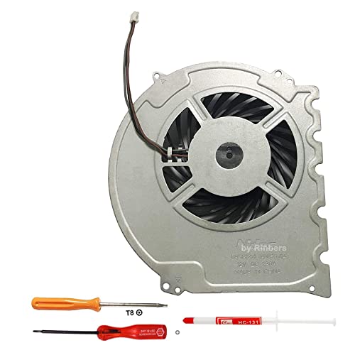 Rinbers Internal CPU GPU Cooling Cooler Fan Replacement with Thermal Paste and T8 T10 PH00 Screwdriver Tool Kit for Sony Playstation 4 PS4 Slim Console CUH-2015A CUH-2016A CUH-2017A CUH-20XXA