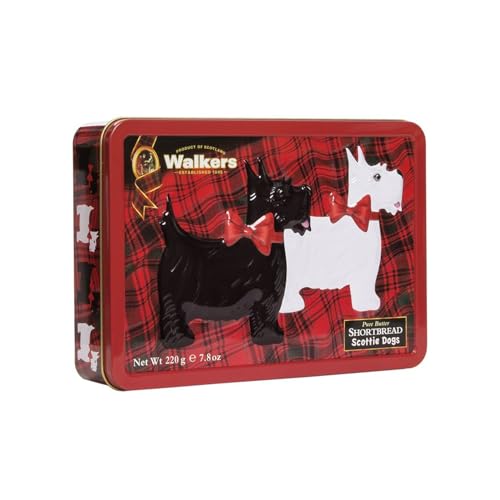 Walker's Shortbread Scottie Dog Shaped Cookies, All-Butter Shortbread Cookies, 7.8 Oz Gift Tin
