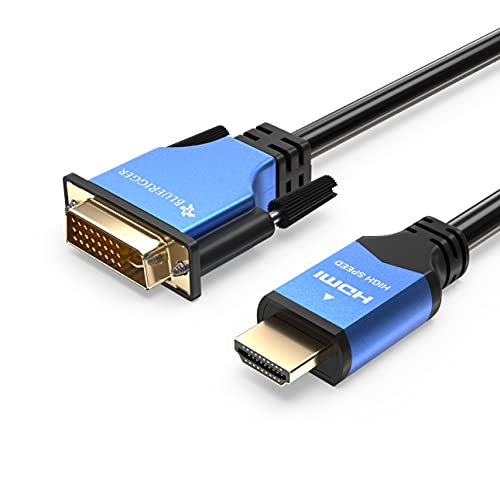 BlueRigger HDMI to DVI Cable (6FT, High-Speed, Bi-Directional Adapter Male to Male, DVI-D 24+1, 1080p, Aluminum Shell) - Compatible with Raspberry Pi, Roku, Xbox One, PS5/PS4/PS3, Graphics Card
