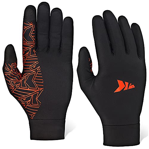KastKing Running Gloves Mittens Liners for Men and Women Touch Screen Gloves Cycling Winter Thermal Gloves Liners for Running Cycling Driving Hiking(Black,X-Large)