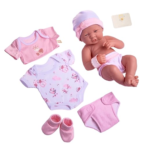 8 piece Layette Baby Doll Gift Set | JC Toys - La Newborn Nursery | 14' Life-Like Doll w/ Accessories | Pink | Ages 2+