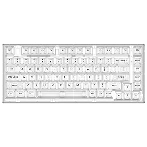 YUNZII X75 82 Key Hot Swappable Mechanical Keyboard with Transparent Keycaps, Gasket Mount 75 Keyboard, RGB Backlit Custom Gaming Keyboard for Windows/Mac (Kailh Jellyfish Switch, Wired-White)