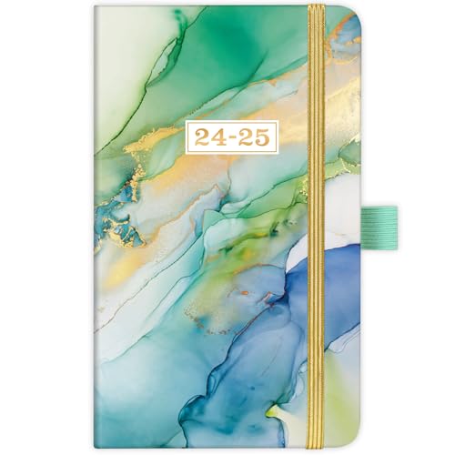 2024-2025 Pocket Planner/Pocket Calendar - Pocket Planner 2024-2025, Weekly & Monthly Planner from Jul.2024- Jun.2025, 6.3''×3.8'', Agenda Planner and Schedule Organizer with Pen Loop, Inner Pocket, 2 Bookmarks, Banded - Green