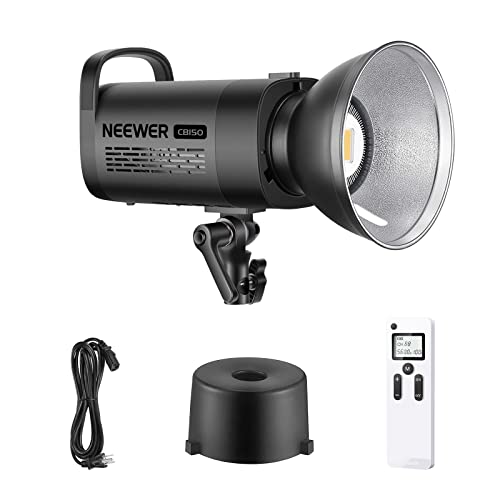 NEEWER CB150 150W LED Video Light, 5600K Daylight COB Continuous Output Lighting with Bowens Mount/2.4G Remote 13000lux/1m CRI/TLCI97+ for Video Recording Stuido Outdoor Photography Shooting