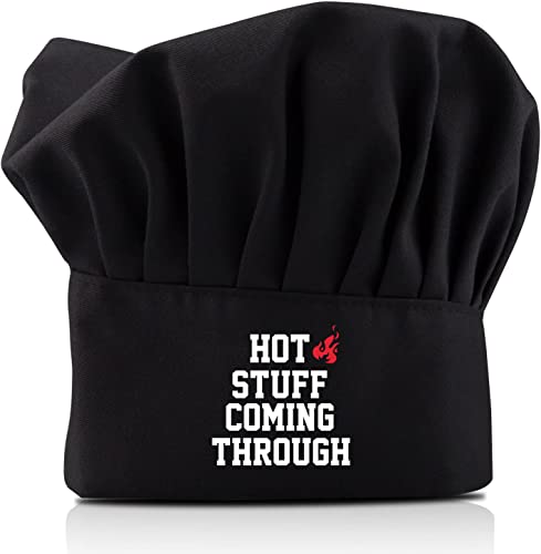 Jumsky Hot Stuff Coming Through Chef Hat Adjustable Kitchen Cooking Funny Hat for Men & Women Black