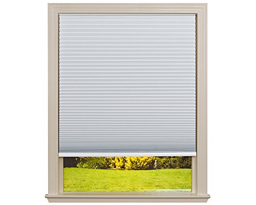 Redi Shade No Tools Easy Lift Trim-at-Home Cordless Cellular Blackout Fabric Shade White, 60 in x 64 in, (Fits windows 43 in - 60 in)