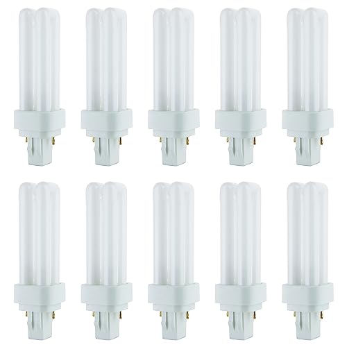 Sunlite 40543 PLD13/SP65K/10PK Double Twin Tube Compact Fluorescent Lamp, PLD 2-Pin, 13 Watts, 660 Lumens, 6500K Daylight, 2-Pin (GX23-2) Base, 10 Pack