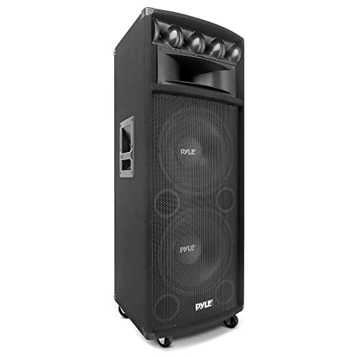 Pyle Portable Cabinet PA Speaker System - 1600 Watt Outdoor Stereo Sound Speakers w/ Dual 12' Woofers, 3.4' Piezo Tweeters, 5'x12' Super Horn Midrange, Crossover Network
