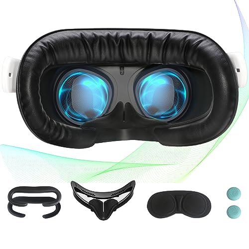 Hanpusen Face Cushion Pad for Oculus Quest 2 Accessories, VR Fitness Facial Interface Bracket Cover, with Lens Cover, Nose Pad, Shakes Stick Caps, Sweat Proof PU Leather Foam Pad Replacement