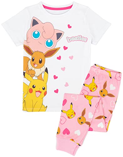 Pokemon Pyjamas Girls Kids Besties Character T-Shirt Trousers Pjs Set 9-10 years White