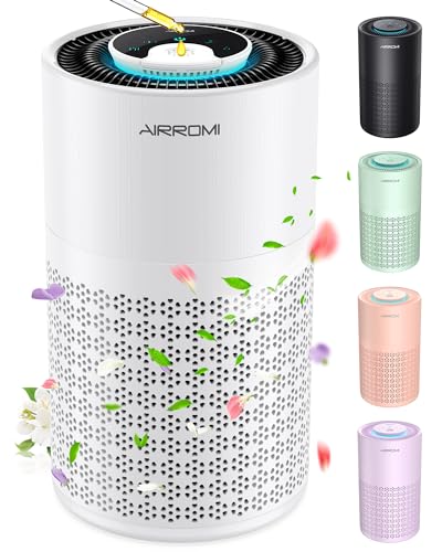 AIRROMI Air Purifier for Bedroom with True H13 HEPA 3-in-1 Filters, Pet Air Purifiers for Home Cat Pee Smell, Covers Up to 990 Ft², Quiet 360° intake Air Cleaner for Allergies Dust Smoke Odor Dander