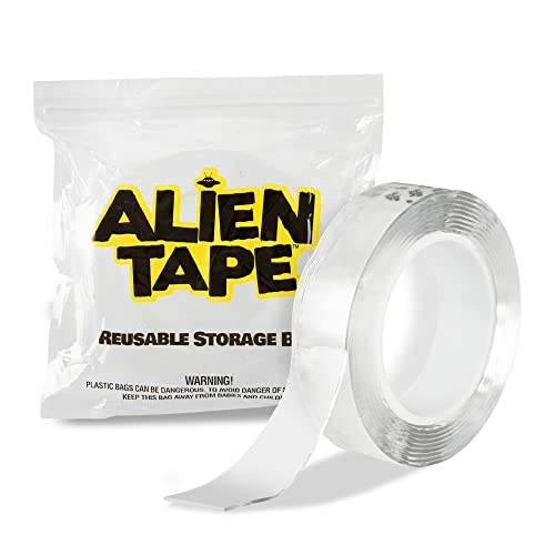 Alientape Nano Double Sided Tape, Multipurpose Removable Adhesive Transparent Grip Mounting Tape Washable Strong Sticky Heavy Duty for Carpet Photo Frame Poster Décor As Seen On TV (1 Roll)