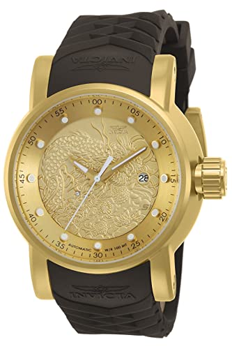 Invicta Mens 12790 S1 Rally Yakuza Automatic Goldtone and Brown Rubber Watch