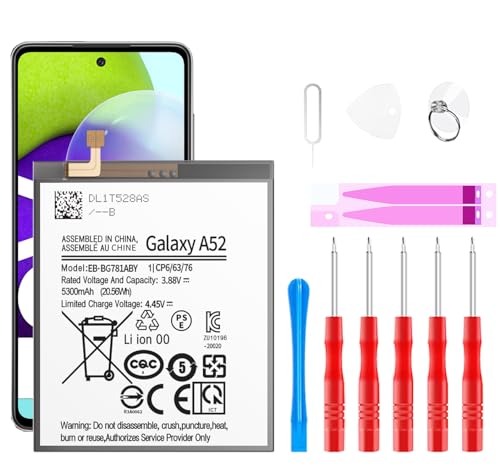 Galaxy A52 Battery ,Li-Polymer EB-BG781ABY Replacement Battery for Samsung Galaxy A52 (4G / 5G) SM-A526 SM-A526B/DS SM-A5260&Samsung Galaxy S20 FE SM-G780 & S20 FE 5G SM-G781 with Repair Tool Kit