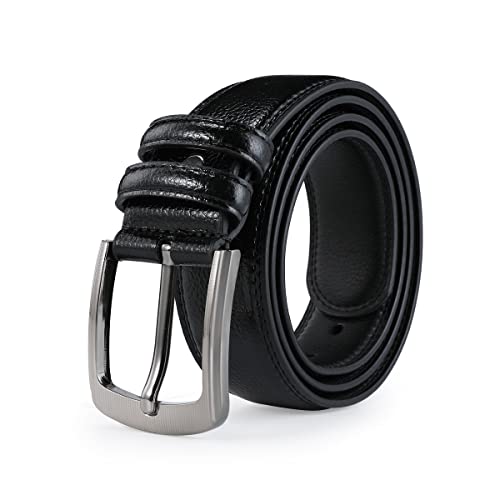 VRLEGEND Mens Belts Big and Tall 36'-70' Men Leather Belt Casual Work Dress Belt,Black & Brown Colors (52'-55' Waist, Black)