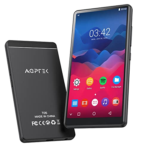 AGPTEK 40GB MP3 Player with Bluetooth and WiFi, 4' Full Touch Screen MP4 Player with Spotify, Android Online Music Player with Speaker, FM Radio, Expandable Up to 32GB